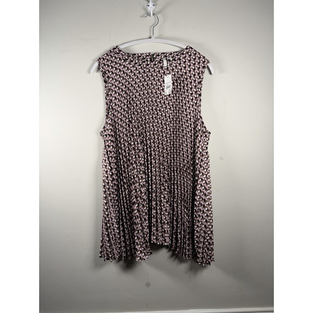 New CATO Sleeveless 22/24 floral Blouse plus Pink Brown‎ Tank Office Geometric